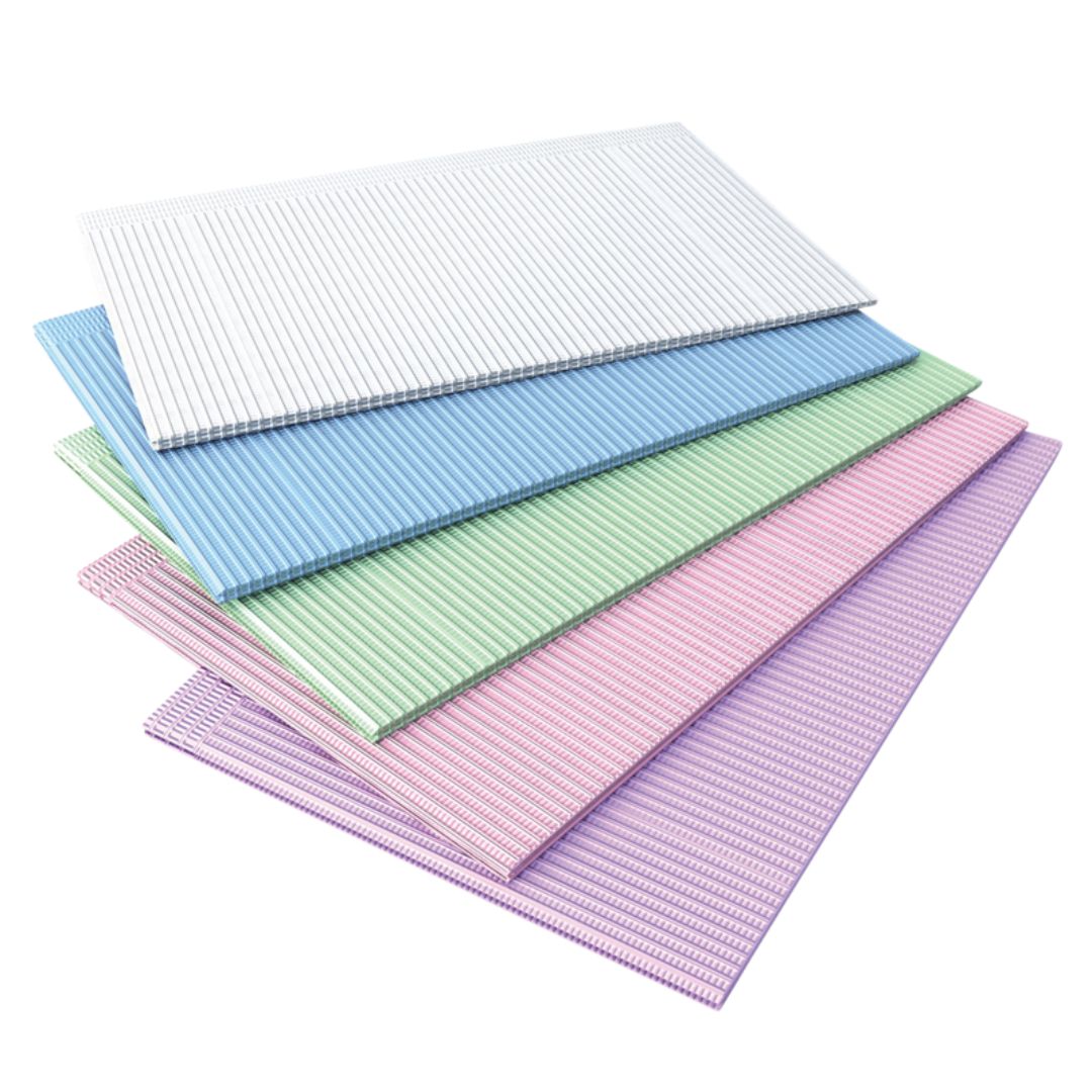 Patient Bibs 2ply 13x18 - MARK3 are Soft absorbent surface backed by polyethylene film. Soft and highly absorbent on one side impervious to liquids on the other.