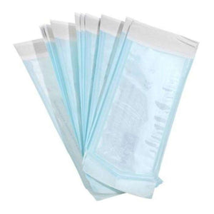 Self Sealing Sterilization Pouches by MARK3 have built-in, easy-to-read, color-changing internal indicators for steam and EiO gas. They are made with self-seal adhesive strips and triple-sealed seams to keep out contaminants and maintain the sealed pouch within.